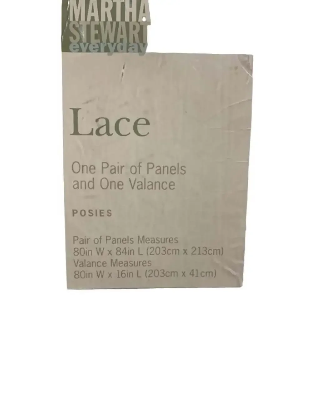 Martha Stewart Everyday Lace Posies ONE White Valance 80in W x 84in L